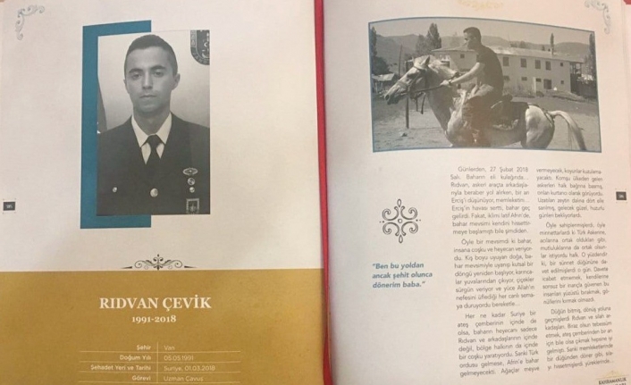 Ercişli Şehit Rıdvan Çevik'in adı kitapta yaşatılacak