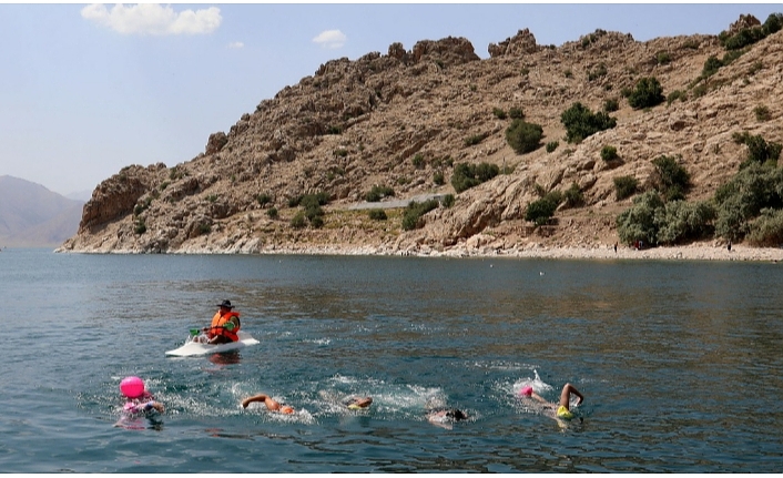 Yüzme festivalinde kulaçlar Kuzu Adası'ndan Akdamar'a atıldı
