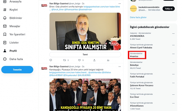 Van TSO sosyal medyada Türkiye gündeminde…