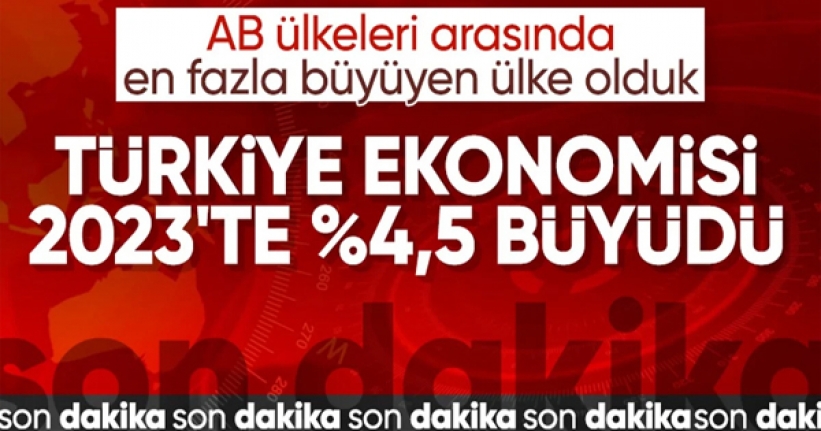 TÜİK açıkladı! Türkiye ekonomisi 2023’te yüzde 4,5 büyüdü