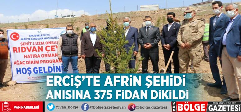 Erciş'te Afrin şehidi anısına 375 fidan dikildi