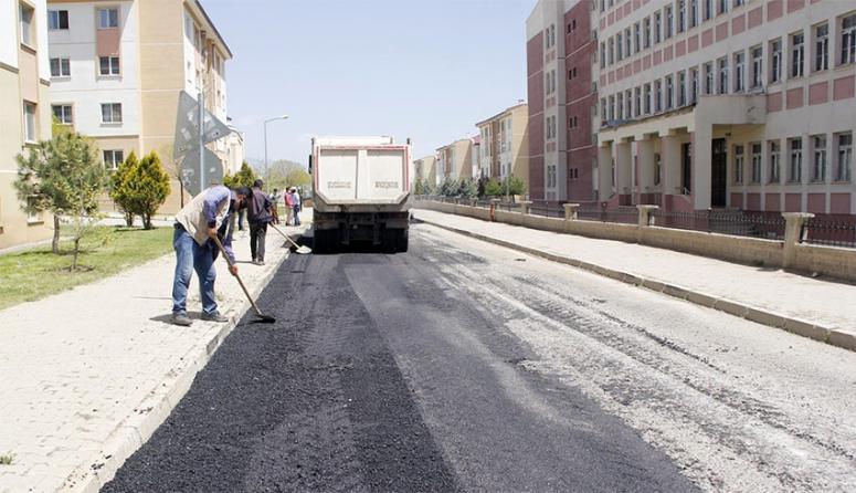 Erciş'te belediye ekipleri boş sokaklarda çalışmalarını sürdürüyor