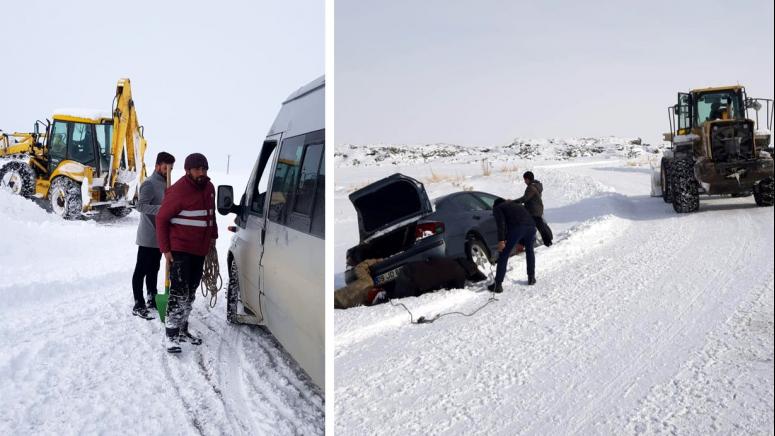 Kar ve tipi yolları kapattı, mahsur kalan araçların imdadına Büyükşehir yetişti