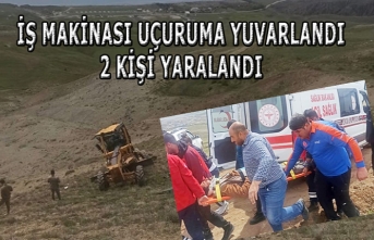 Tuşba'da iş makinası uçuruma yuvarlandı: 2 yaralı