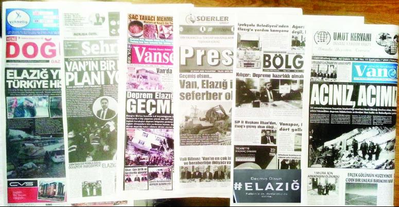 Van'daki yerel gazetelerin Elazığ duyarlılığı 
