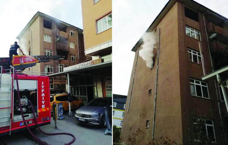 İpekyolu'nda bir binada çıkan yangına itfaiye müdahalesi…