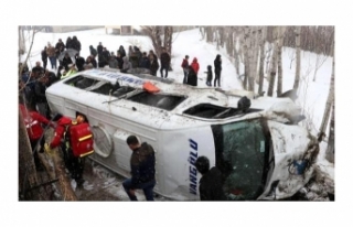 Van'da minibüs kaza yaptı: 14 yaralı