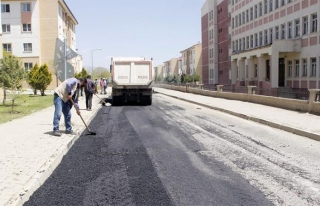 Erciş'te belediye ekipleri boş sokaklarda çalışmalarını...