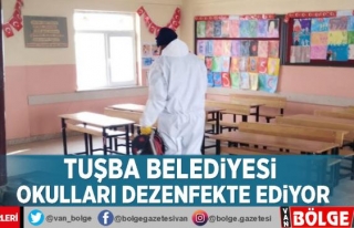 Tuşba Belediyesi okulları dezenfekte ediyor